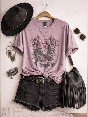 New – Sweet Claire World Tour Rock & Roll Graphic Tee - Small